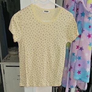 PINK Victoria's Secret Lace Trim Tee, Medium
